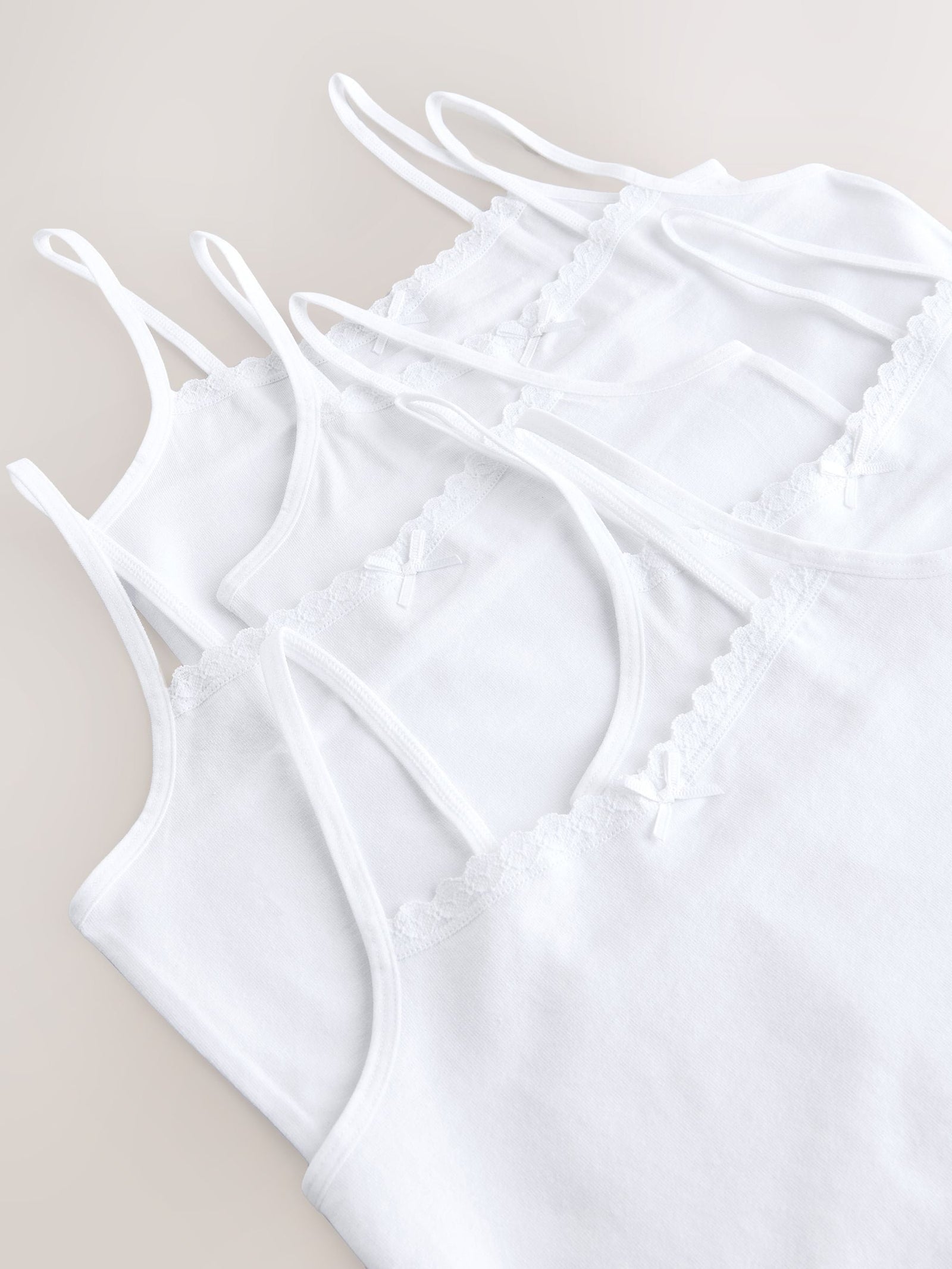 White 5 Pack Elastic Strappy Cami Vests (1.5-16yrs)