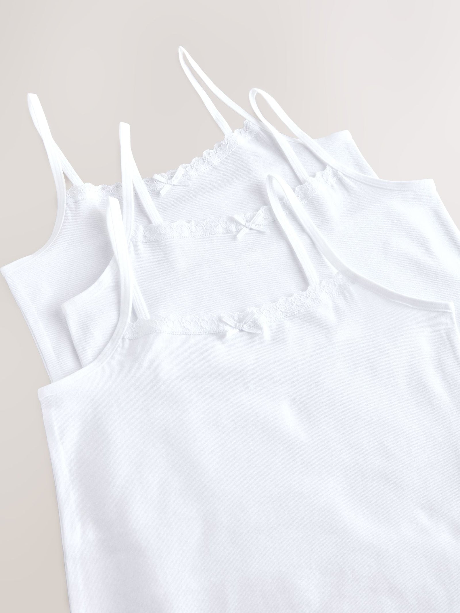 White 3 Pack Elastic Strappy Cami Vests (1.5-16yrs)
