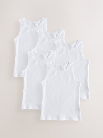 White 5 Pack Lace Trim Vest (1.5-16yrs)