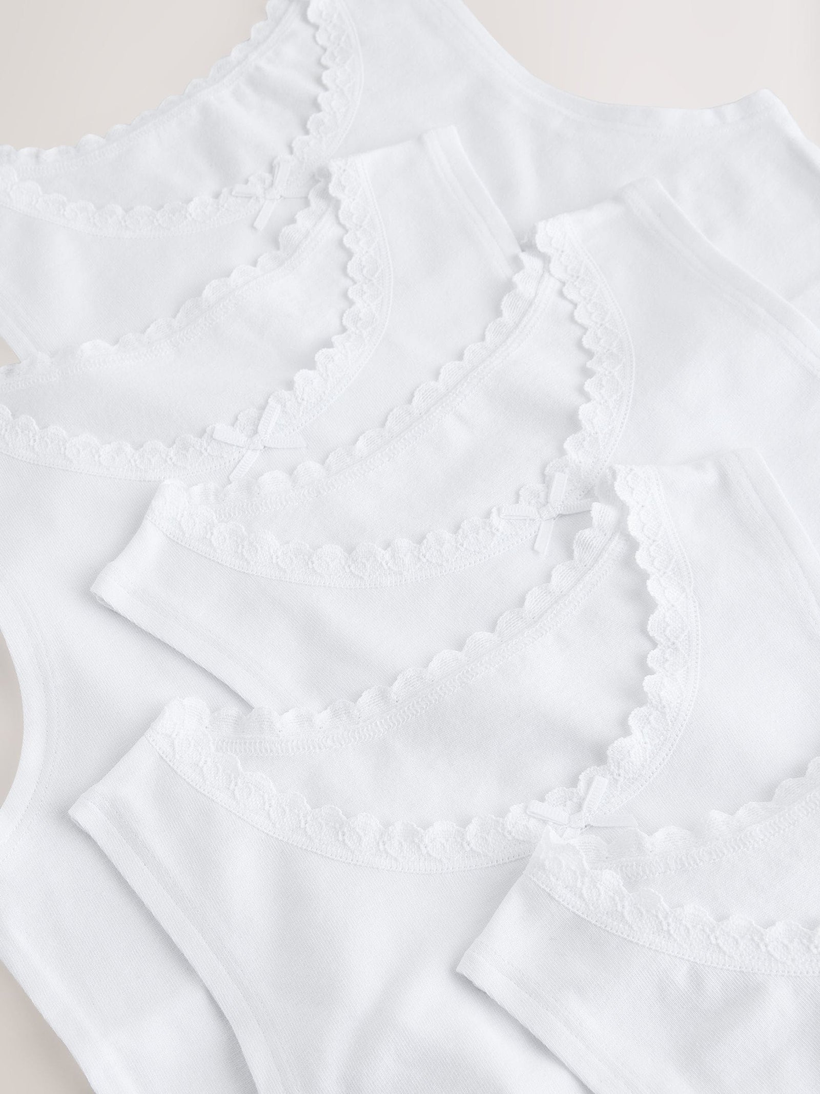 White 5 Pack Lace Trim Vest (1.5-16yrs)