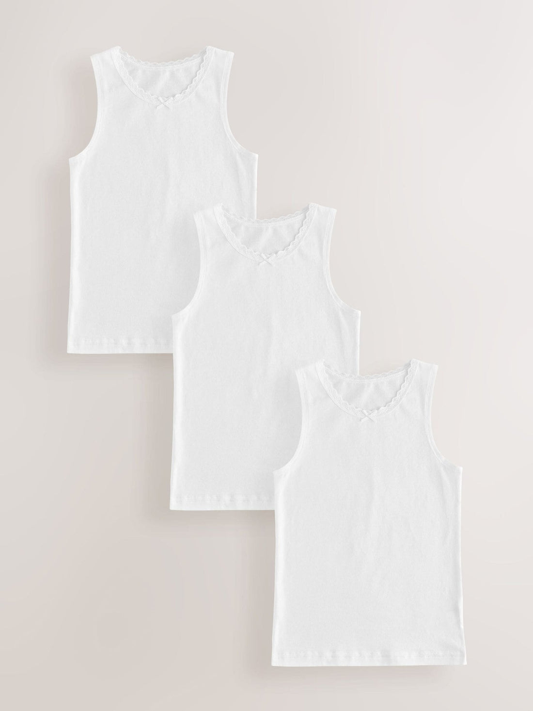 White 3 Pack Lace Trim Vest