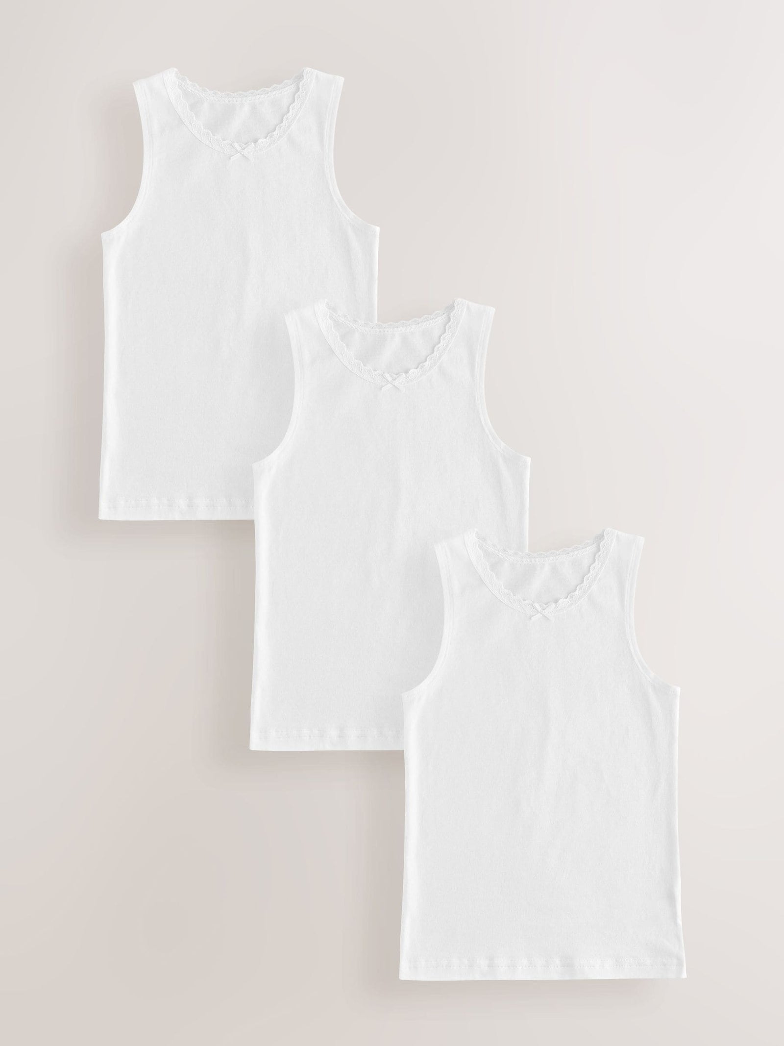 White 3 Pack Lace Trim Vest (1.5-16yrs)