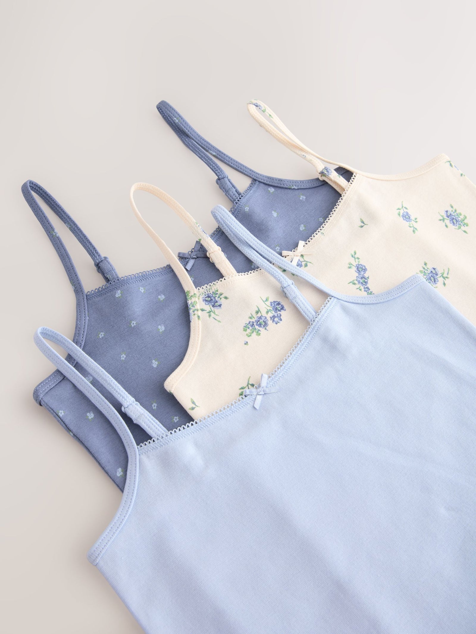 Blue Strappy Printed Cami Vests 3 Pack (1.5-16yrs)