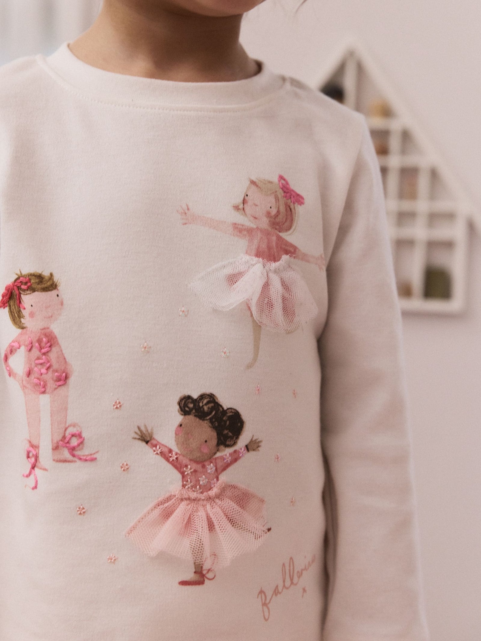 Pink/Cream Ballerina Long Sleeve Snuggle Pyjamas 3 Pack (9mths-12yrs)
