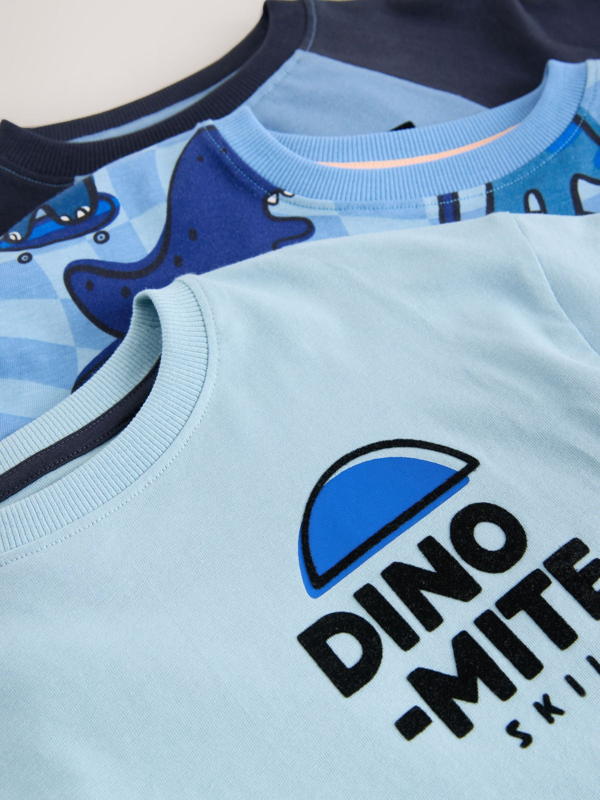 Orange/Navy Dinosaur Oversized Pyjamas 3 Pack (9mths-8yrs)