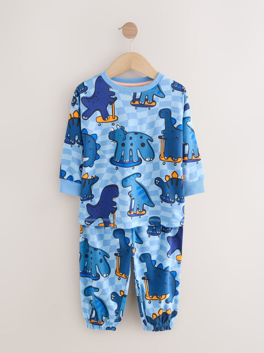 Orange/Navy Dinosaur Oversized Pyjamas 3 Pack (9mths-8yrs)