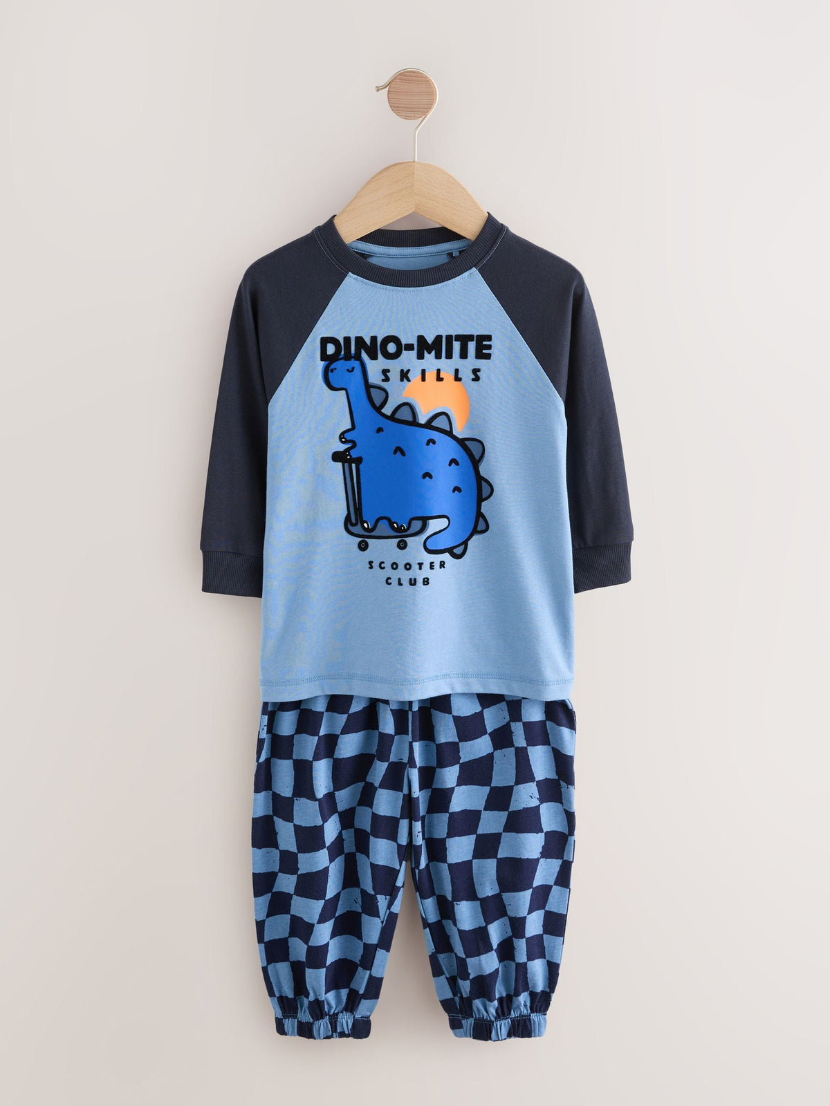 Orange/Navy Dinosaur Oversized Pyjamas 3 Pack (9mths-8yrs)
