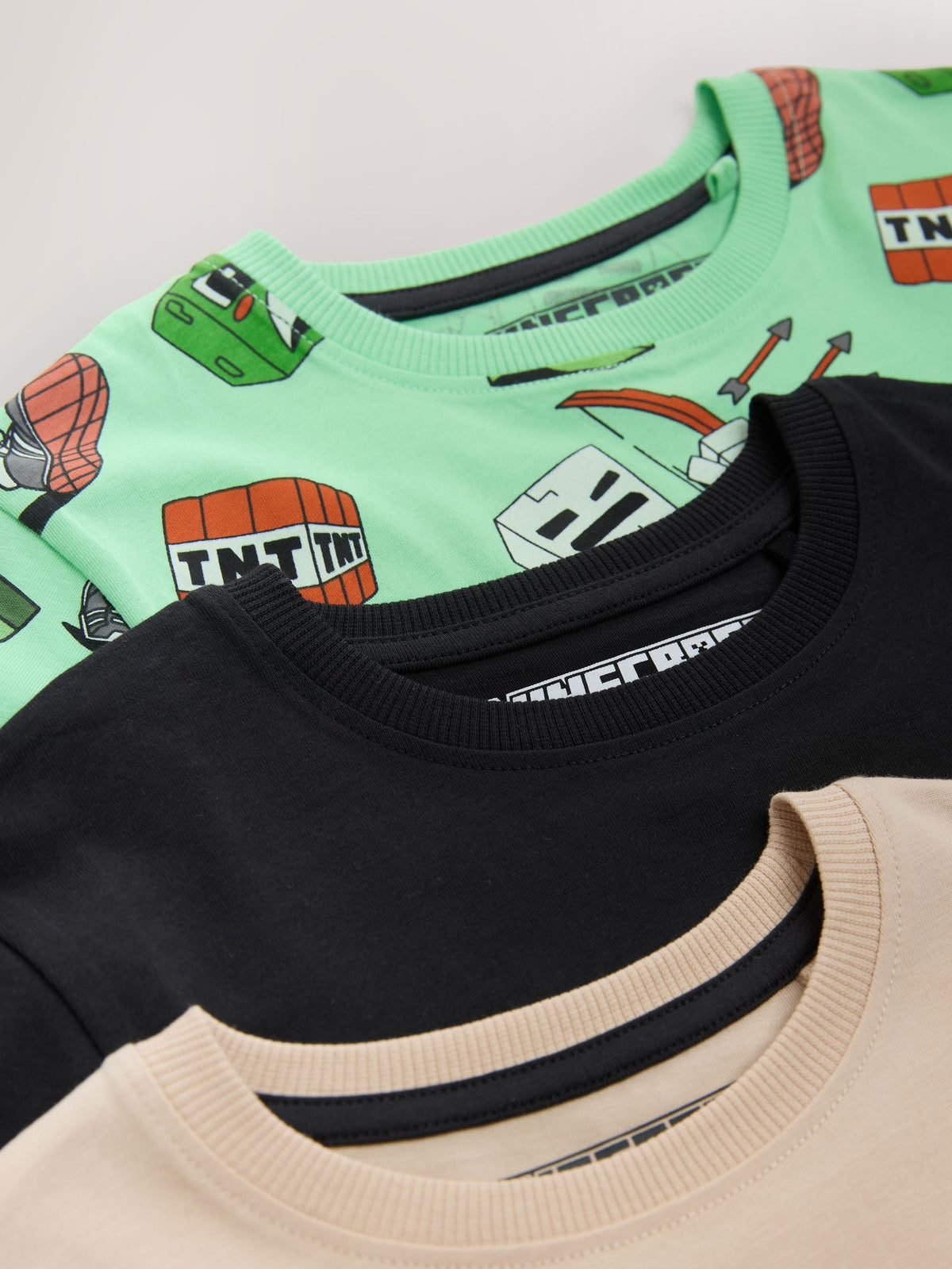Black/Green/Stone Minecraft 100% Cotton Short Pyjamas 3 Pack (3-16yrs)