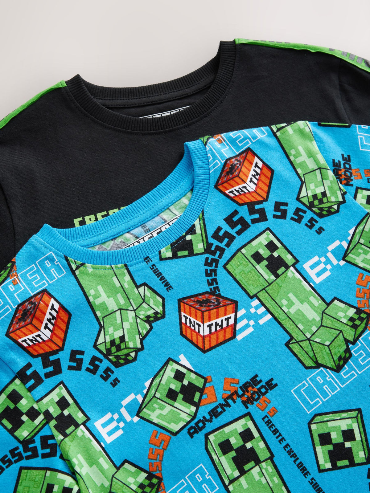 Green/Black Minecraft Short Pyjamas 2 Pack (5-14yrs)
