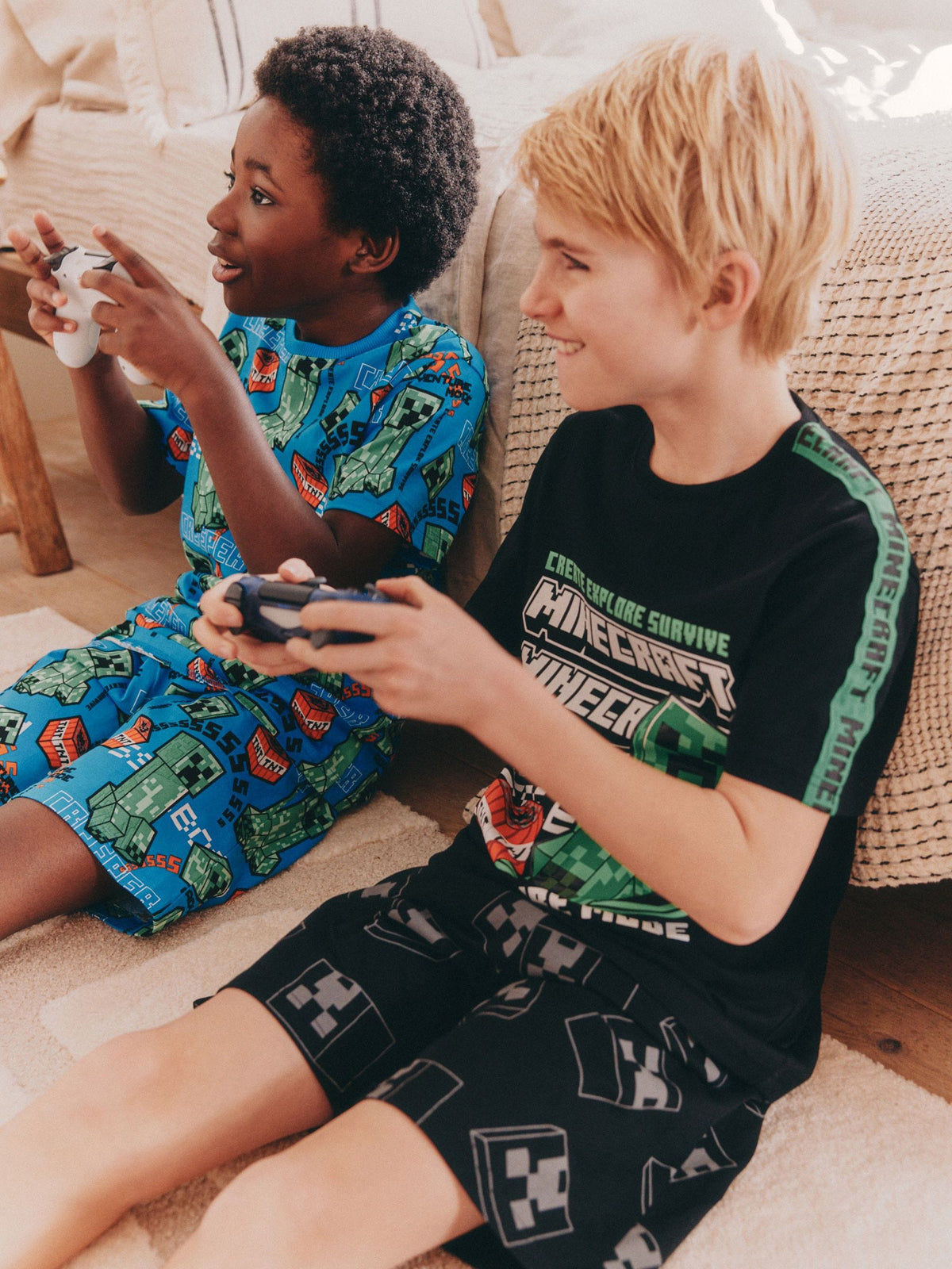 Green/Black Minecraft Short Pyjamas 2 Pack (5-14yrs)