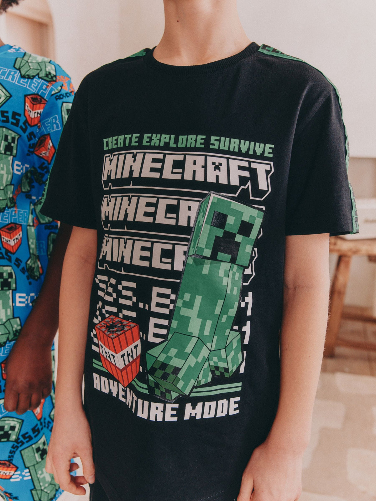 Green/Black Minecraft Short Pyjamas 2 Pack (5-14yrs)