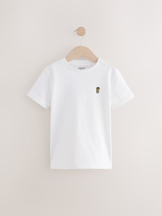 Black/White Short Sleeve Stag Embroidered T-Shirts 2 Pack (3-16yrs)