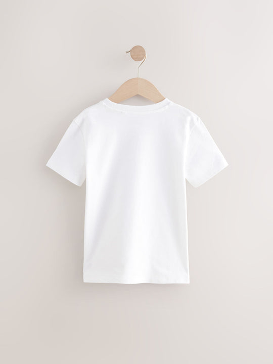 Black/White Short Sleeve Stag Embroidered T-Shirts 2 Pack (3-16yrs)