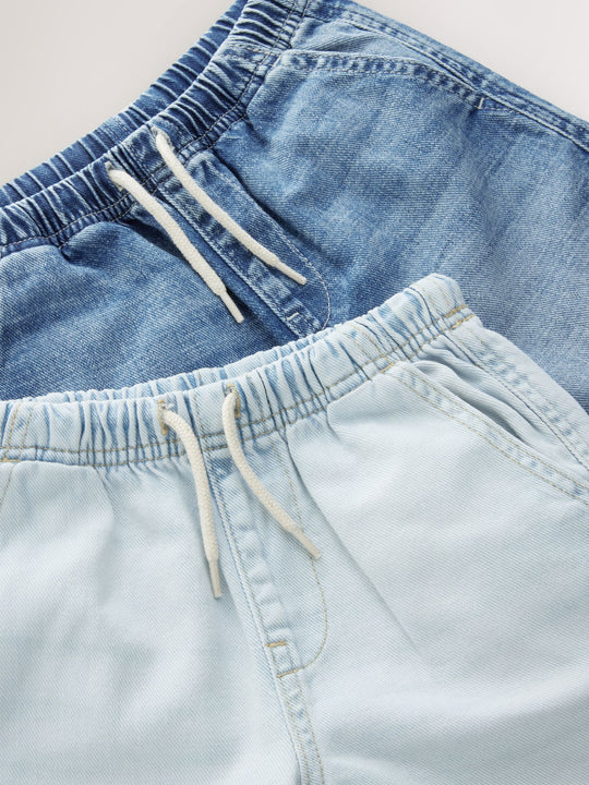 Bleach/Mid Blue Bermuda Pull On Denim Shorts 2 Pack (3-16yrs)