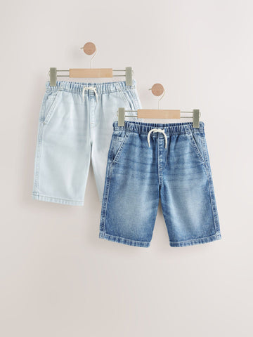 Bleach/Mid Blue Bermuda Pull On Denim Shorts 2 Pack (3-16yrs)