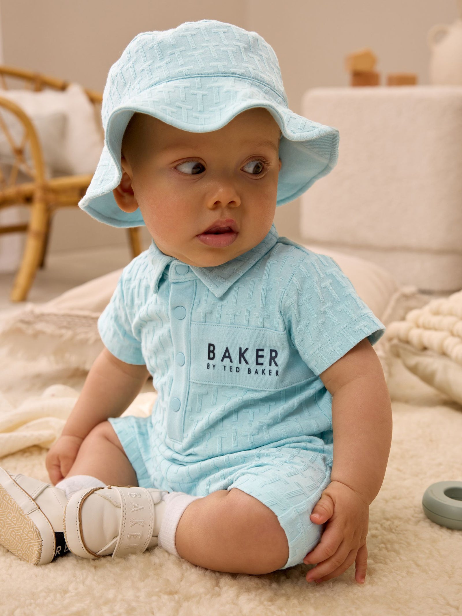 Baker by Ted Baker Textured Romper and Hat Set