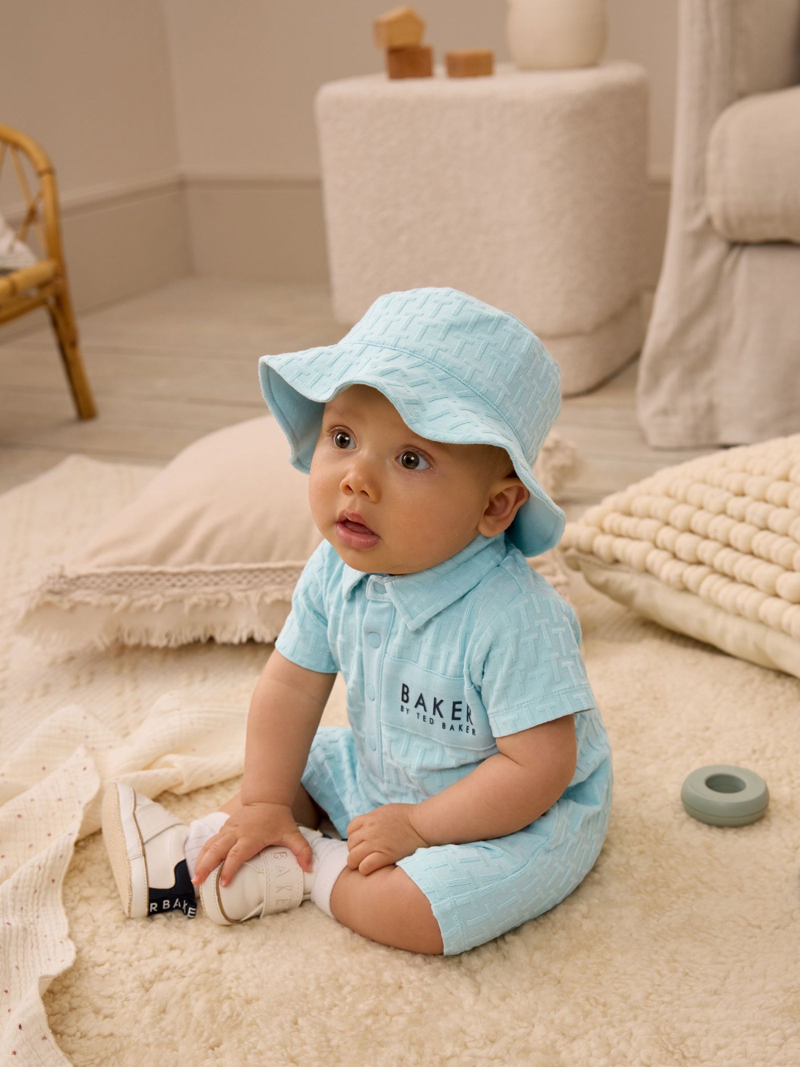 Baker by Ted Baker Textured Romper and Hat Set