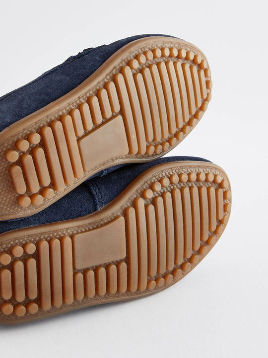 Navy Blue Wide Fit (G) Suede Slip-Ons Loafer Shoes