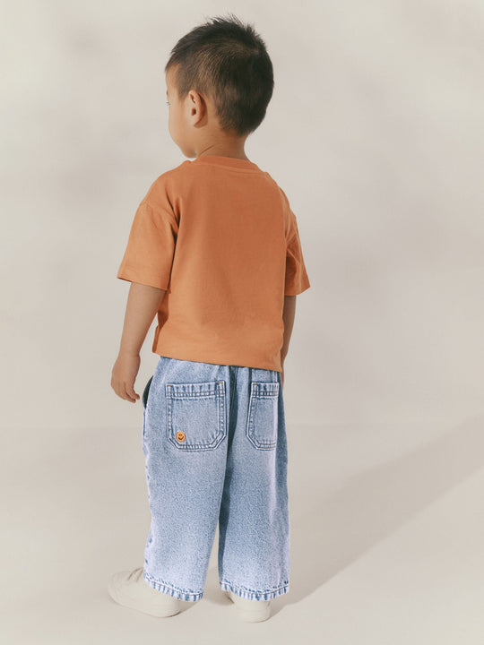 Blue All Over Embroidered Wide Fit Jeans (3mths-7yrs)