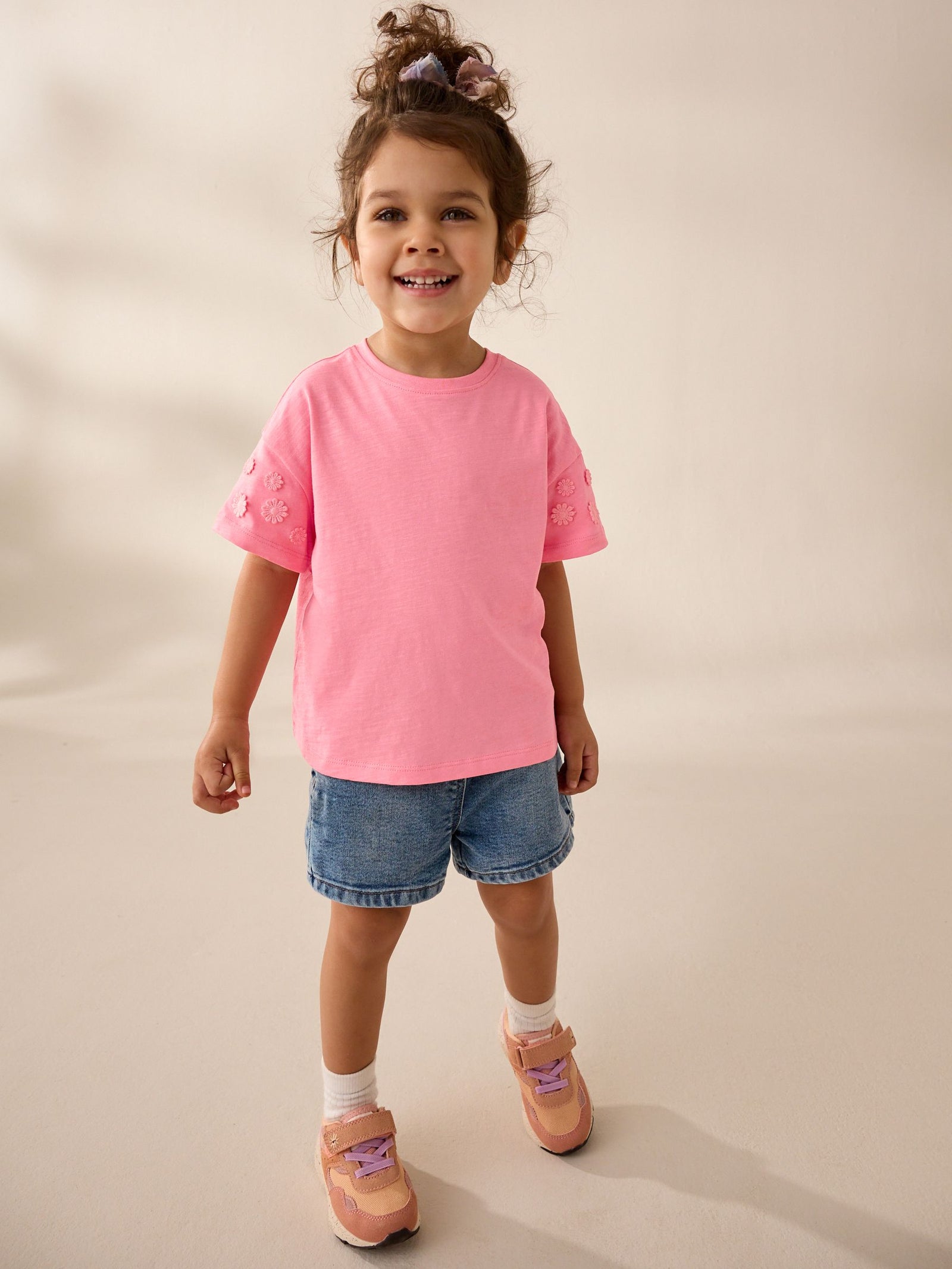 Pink 100% Cotton Daisy Short Sleeve T-Shirt (3mths-7yrs)