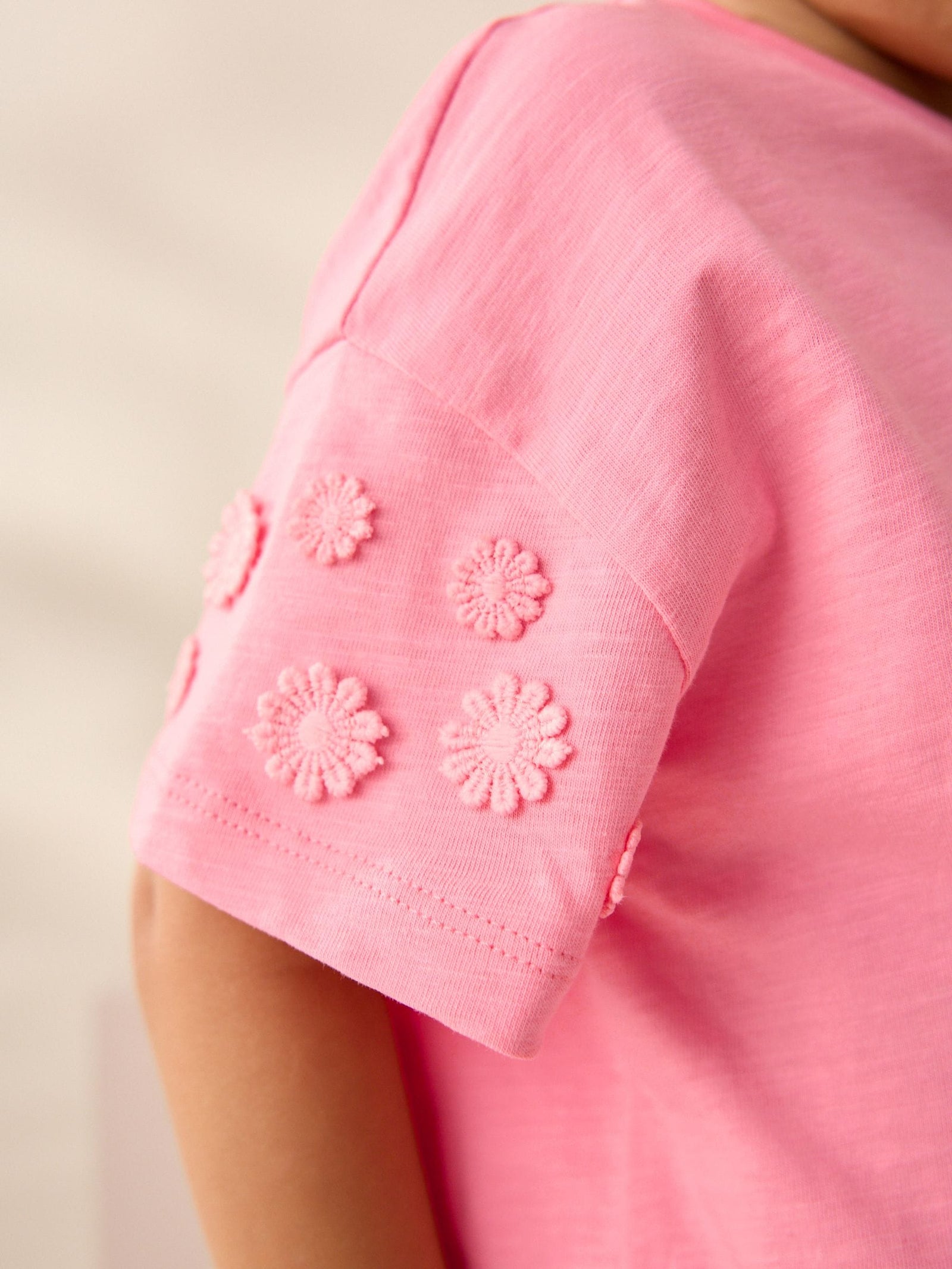 Pink 100% Cotton Daisy Short Sleeve T-Shirt (3mths-7yrs)