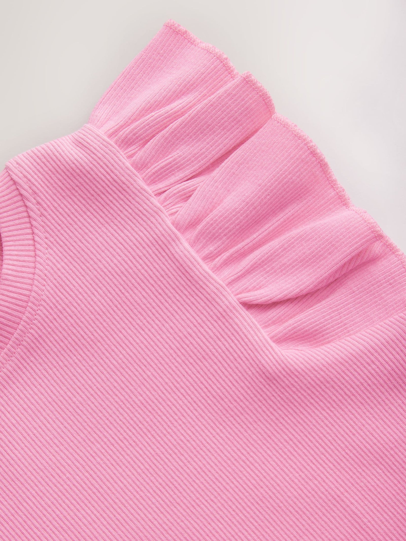 Pink Frill Shoulder Ribbed Vest (3mths-7yrs)
