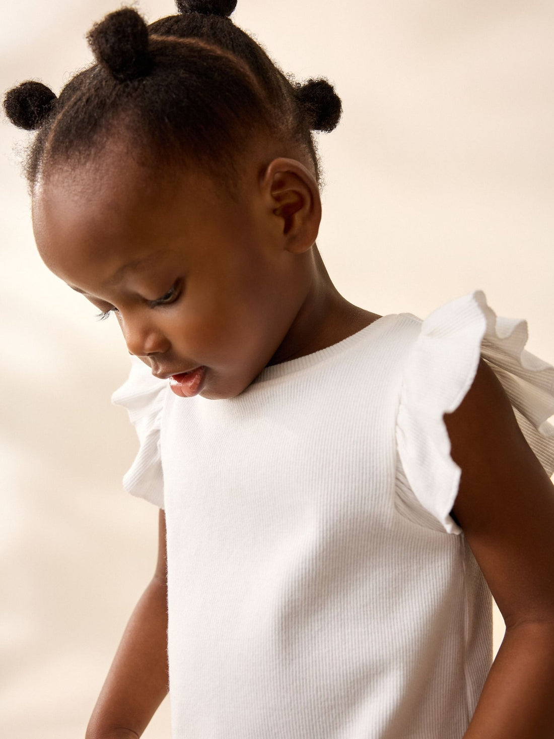 Ecru Frill Shoulder Ribbed Vest (3mths-7yrs)