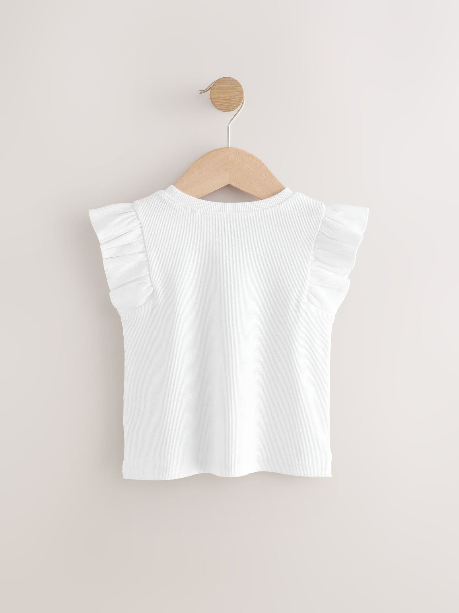 Ecru Frill Shoulder Ribbed Vest (3mths-7yrs)