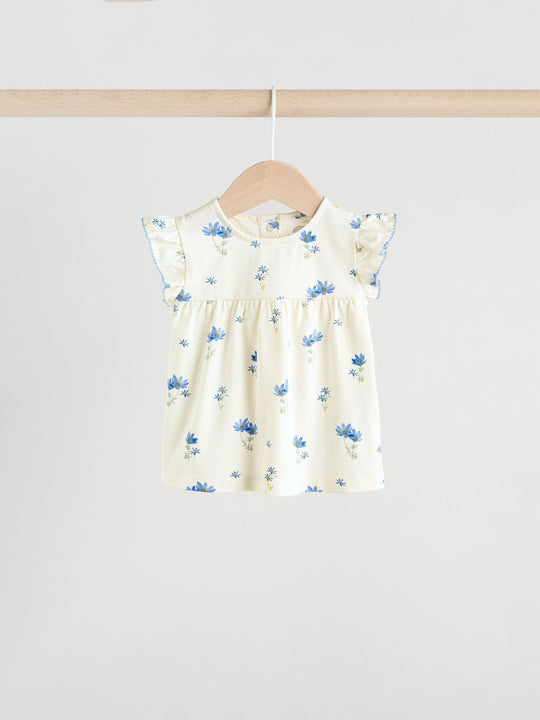 Blue/White Floral Baby Frill T-Shirt and Shorts Set 6 Piece (0mths-2yrs)