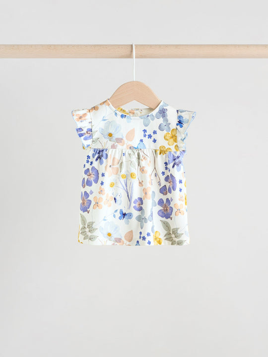 Blue/White Floral Baby Frill T-Shirt and Shorts Set 6 Piece (0mths-2yrs)