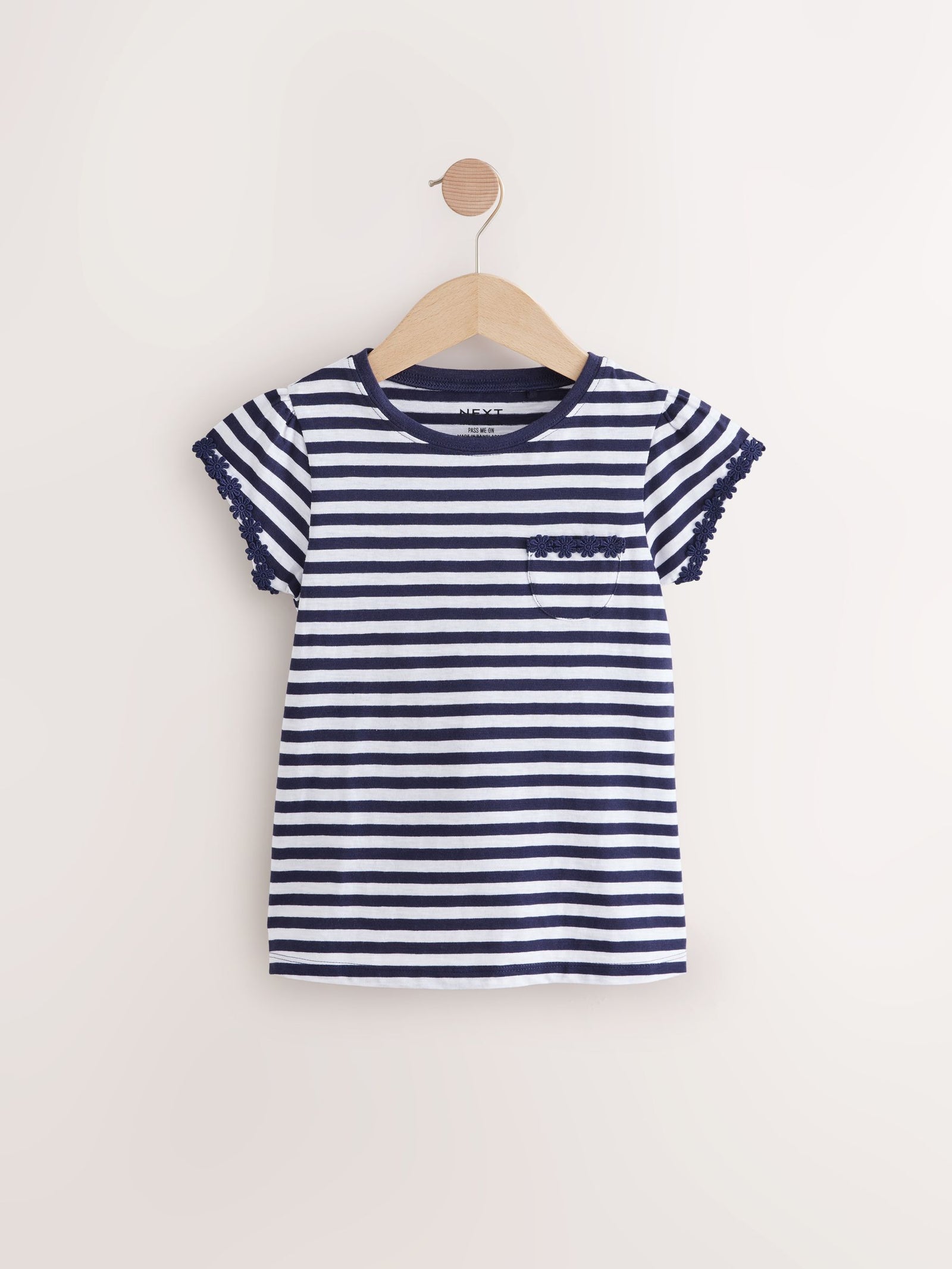 Blue/Pink/White Daisy Trim T-Shirts 3 Pack (1.5-16yrs)