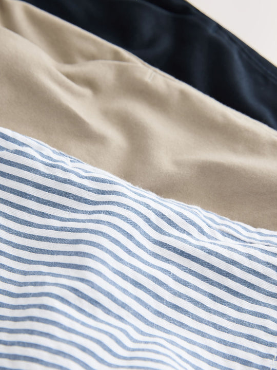 Navy/Stone/Ticking Stripe Chinos Shorts 3 Pack (3mths-7yrs)