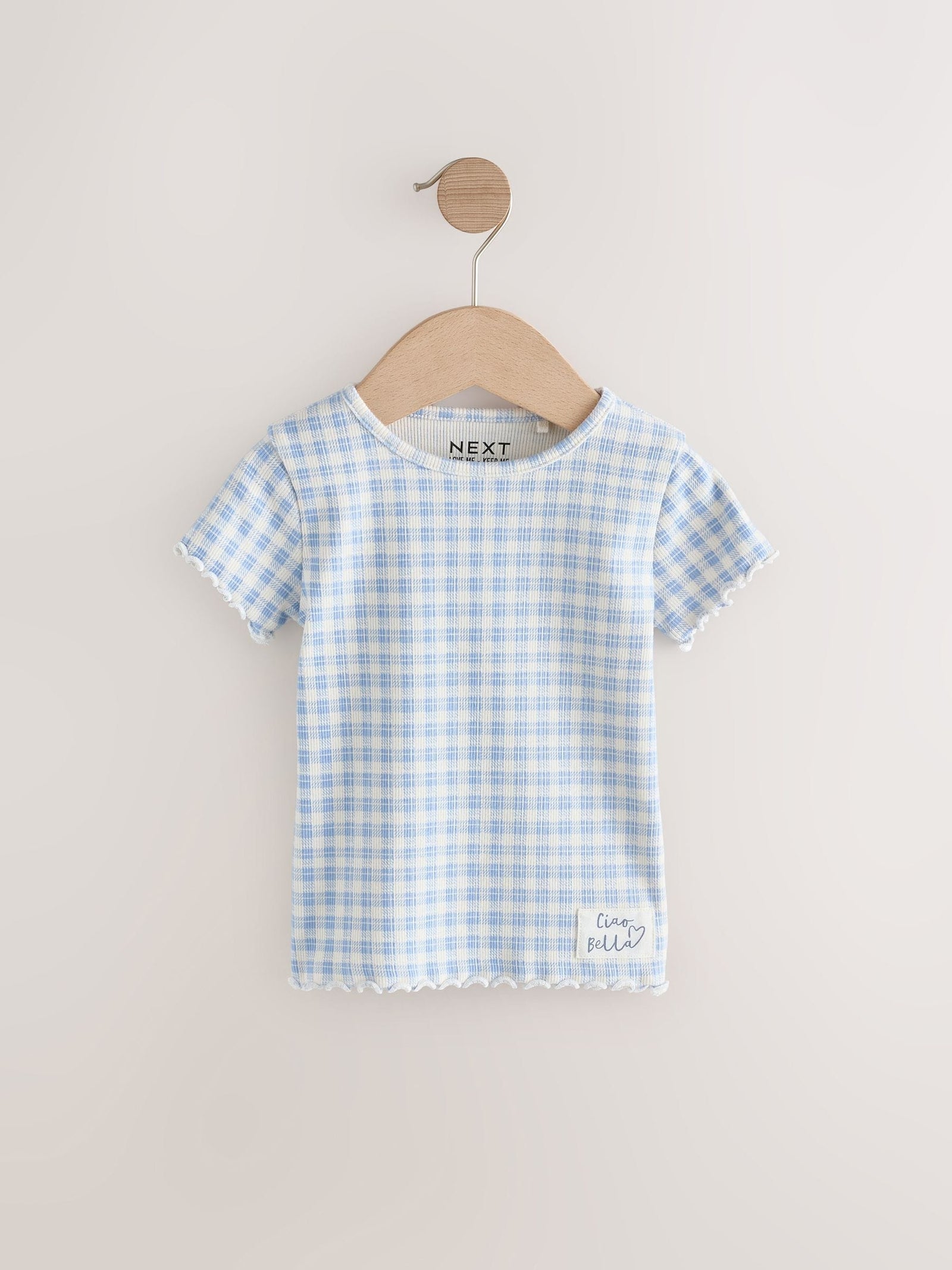 Blue Ribbed Short Sleeve Tops 5 Pack (3mths-7yrs)