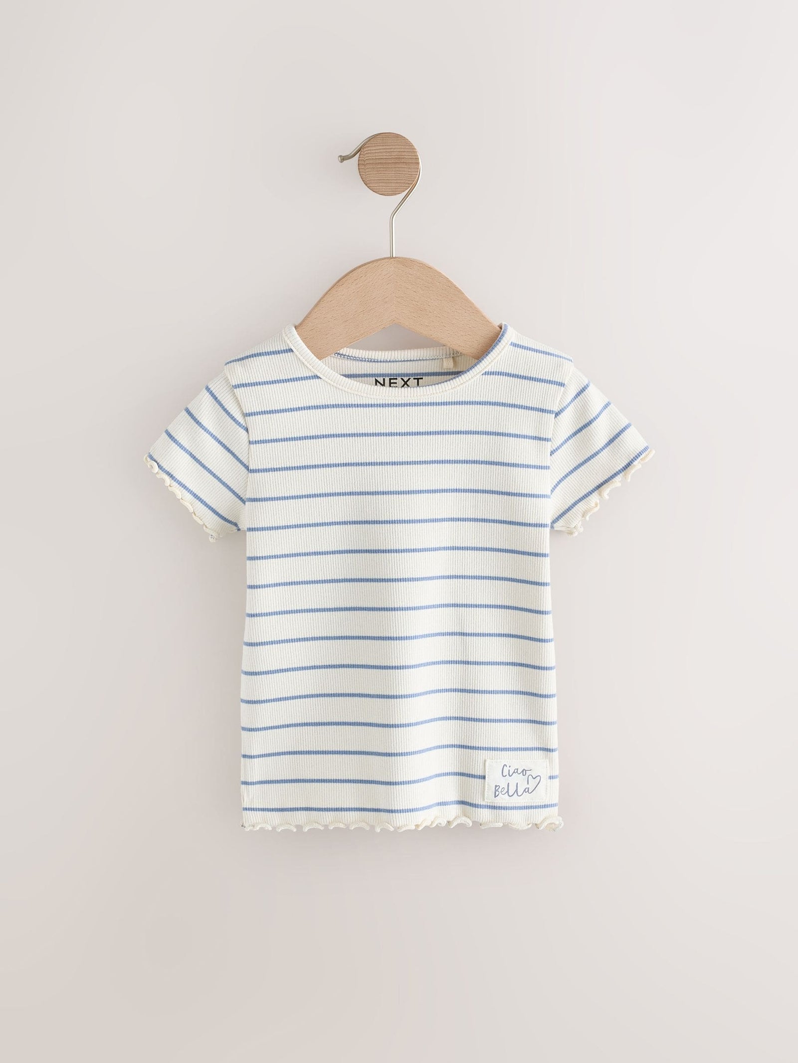 Blue Ribbed Short Sleeve Tops 5 Pack (3mths-7yrs)