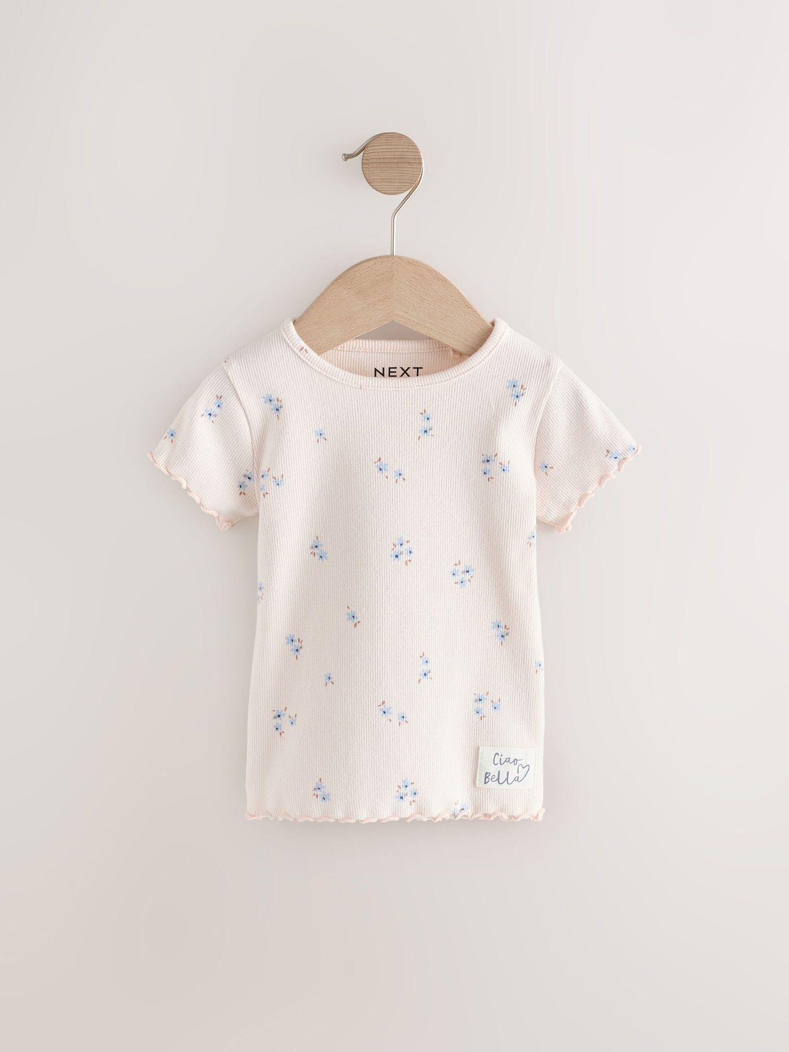Blue Ribbed Short Sleeve Tops 5 Pack (3mths-7yrs)