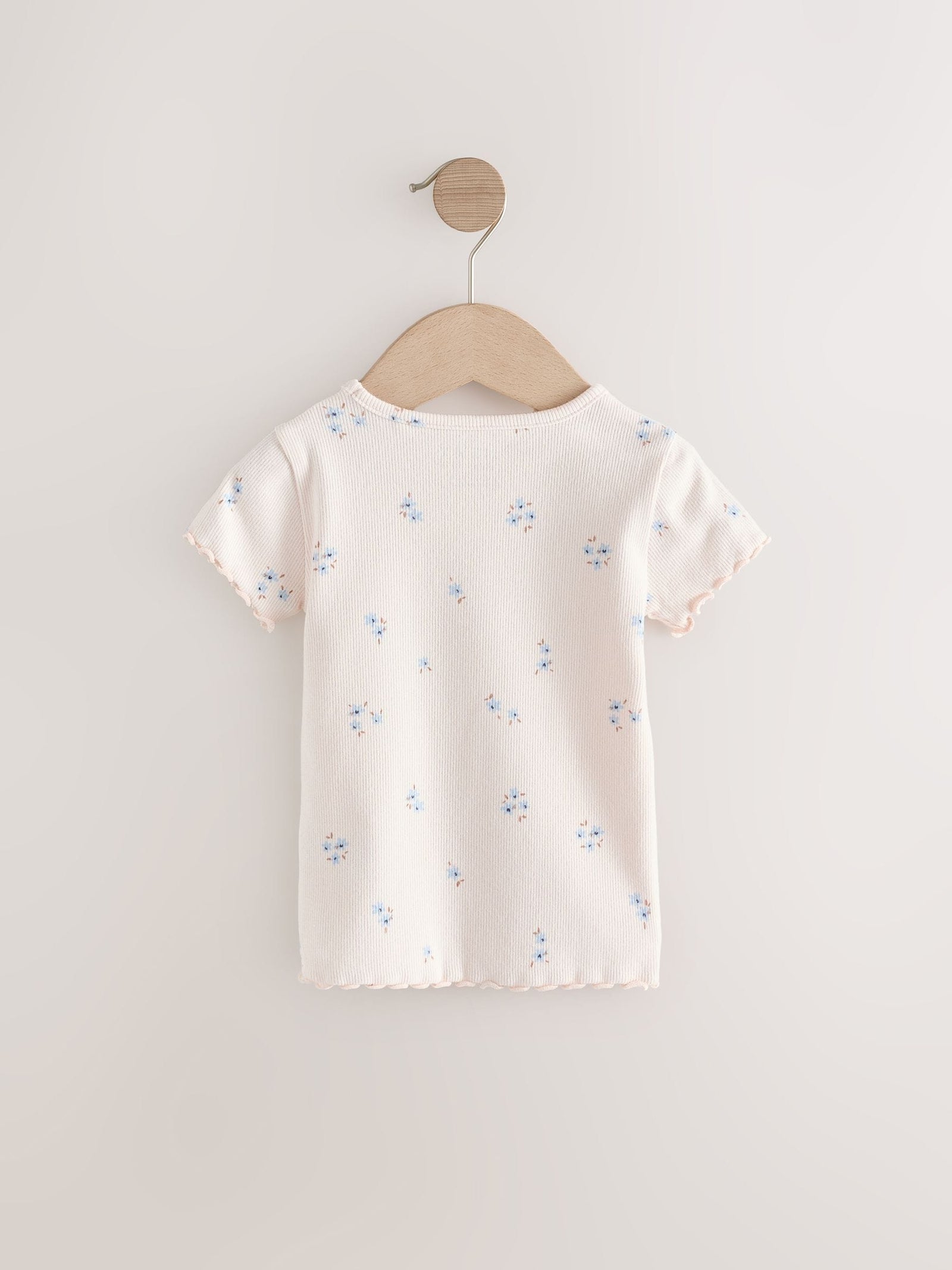 Blue Ribbed Short Sleeve Tops 5 Pack (3mths-7yrs)