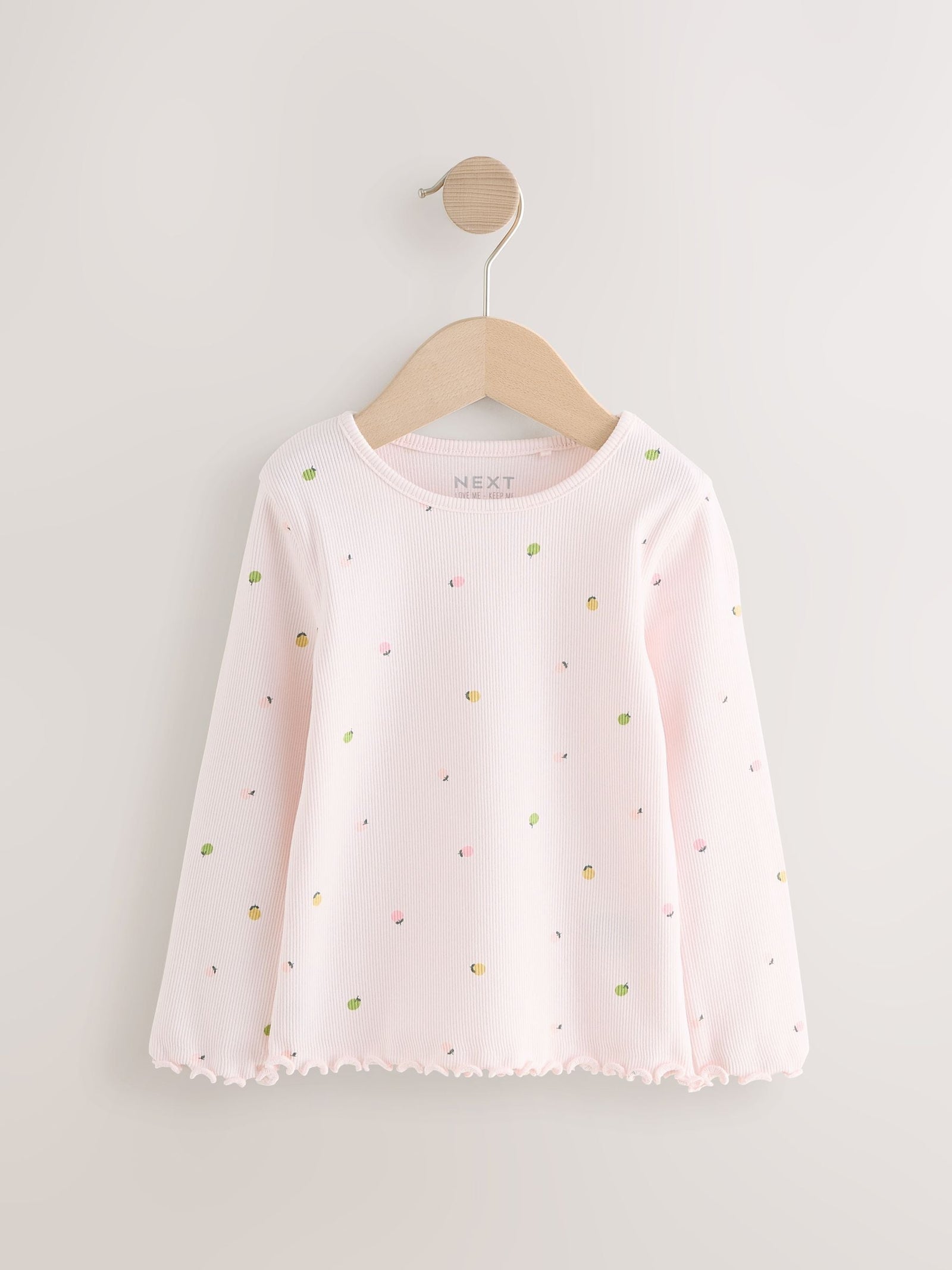 Light Pink Ribbed Long Sleeve Tops 5 Pack (3mths-7yrs)