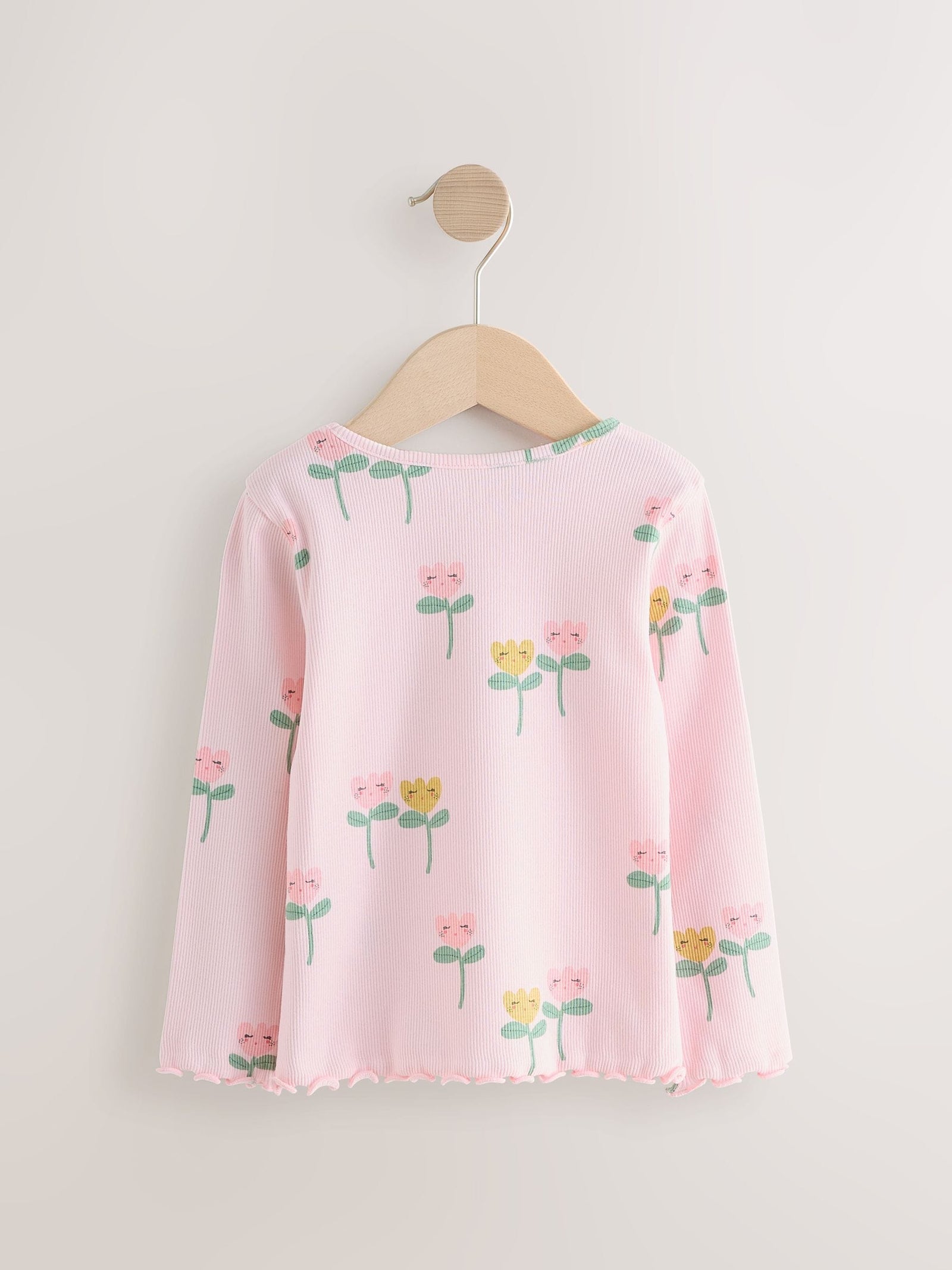Light Pink Ribbed Long Sleeve Tops 5 Pack (3mths-7yrs)