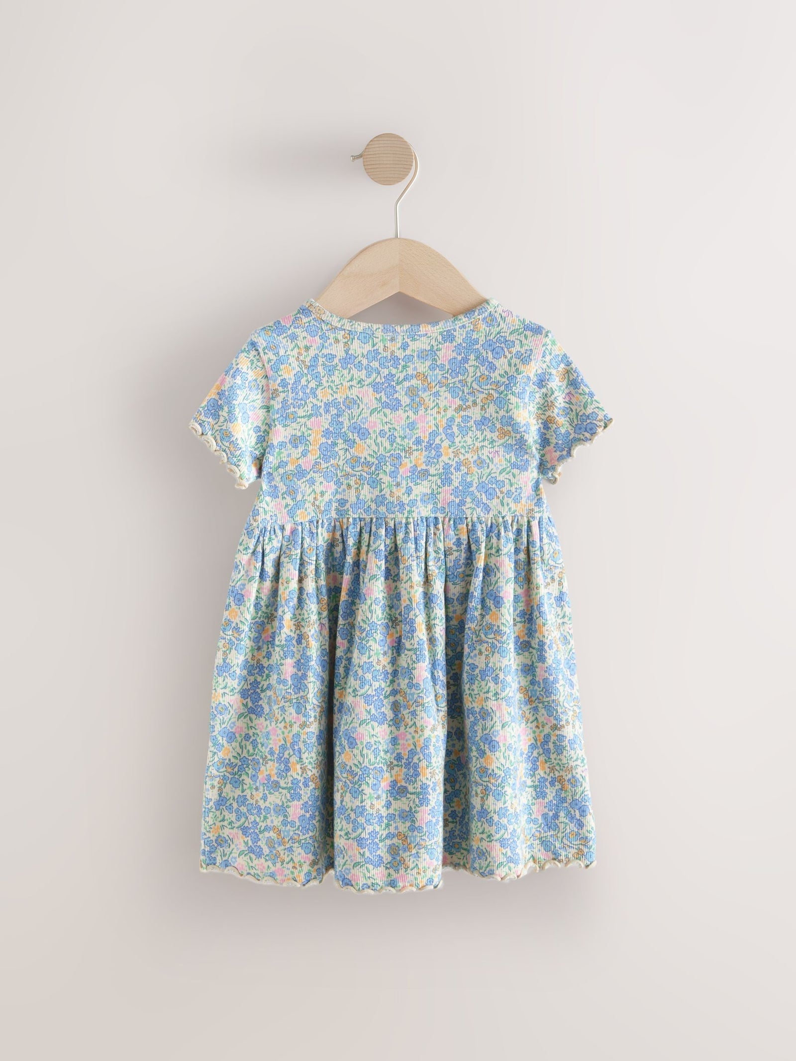 Blue Ribbed Jersey Dress (3mths-7yrs)