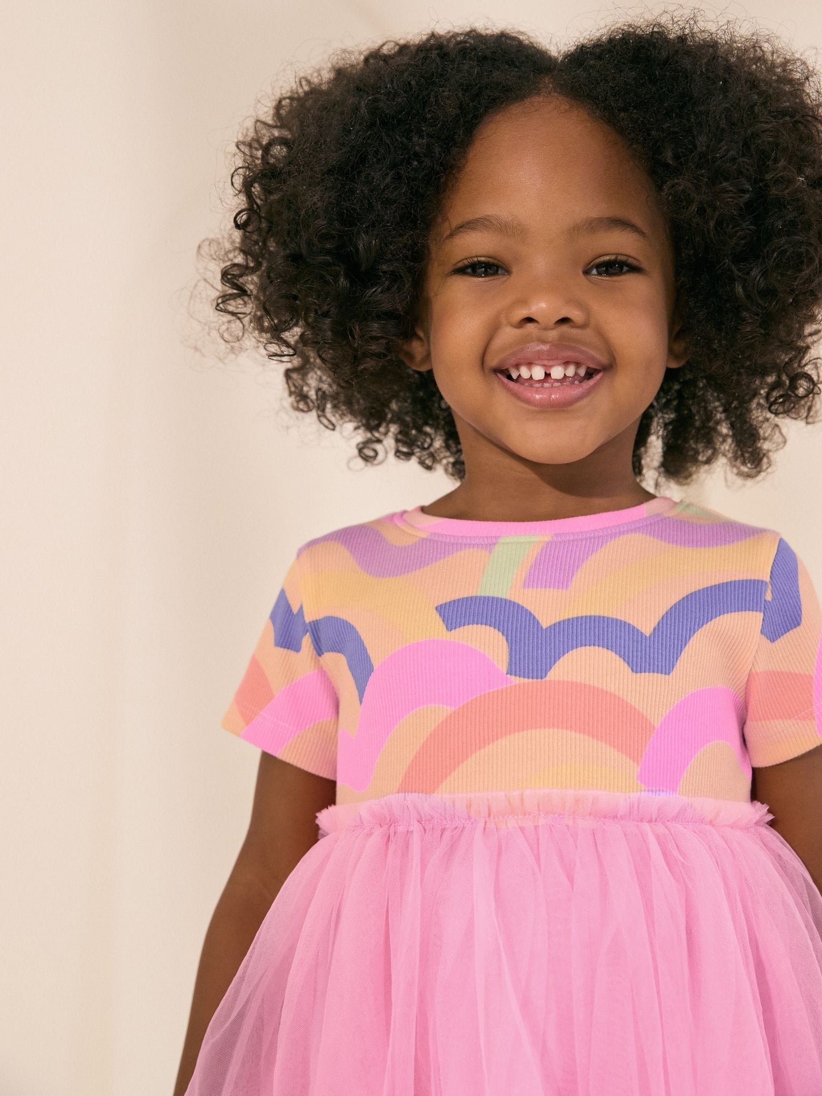 Rainbow Pink Mesh Party Dress (3mths-7yrs)