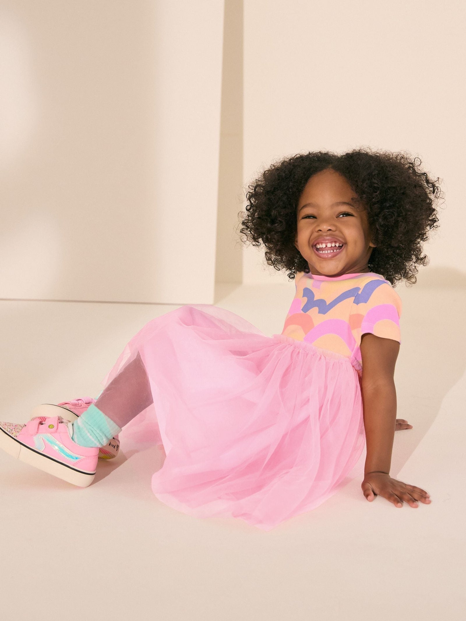 Rainbow Pink Mesh Party Dress (3mths-7yrs)