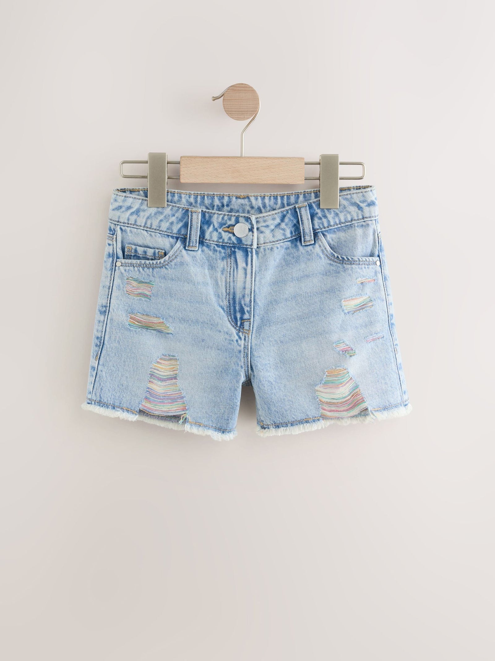 Rainbow 100% Cotton Frayed Edge Distressed Shorts (3-16yrs)