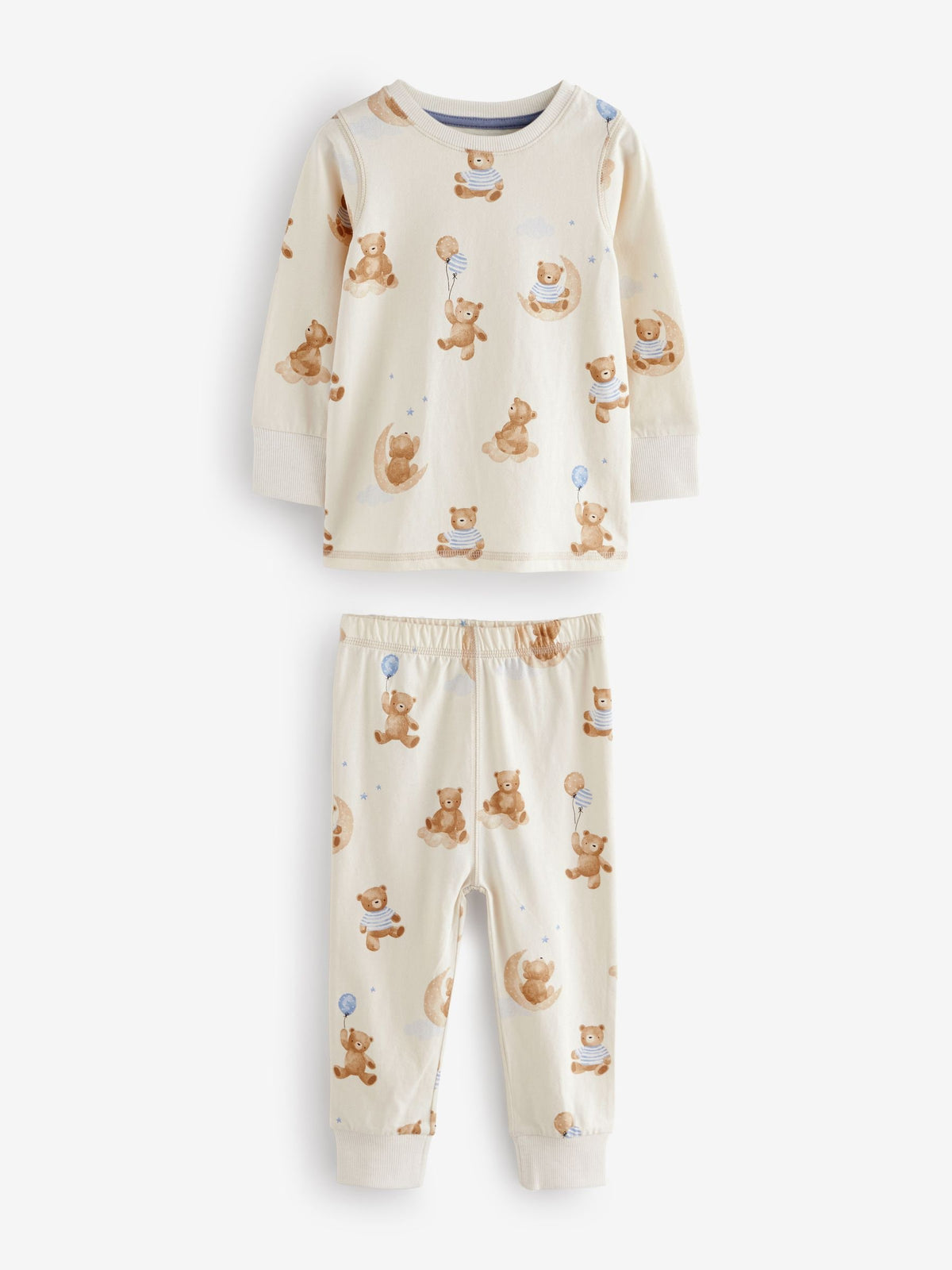 Blue/Ecru Baby Bear Snuggle Pyjamas 3 Pack (9mths-6yrs)