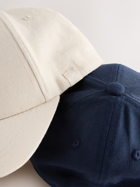 Navy/Stone Baseball 100% Cotton Caps 2 Pack (1-16yrs)