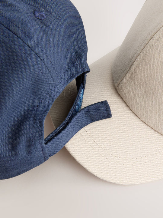 Navy/Stone Baseball 100% Cotton Caps 2 Pack (1-16yrs)