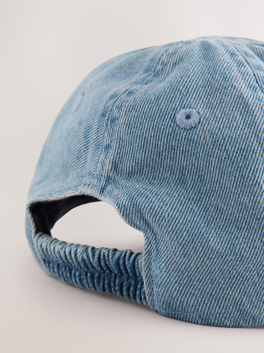 Washed Blue Denim Cotton Baseball Cap Hat (1-16yrs)
