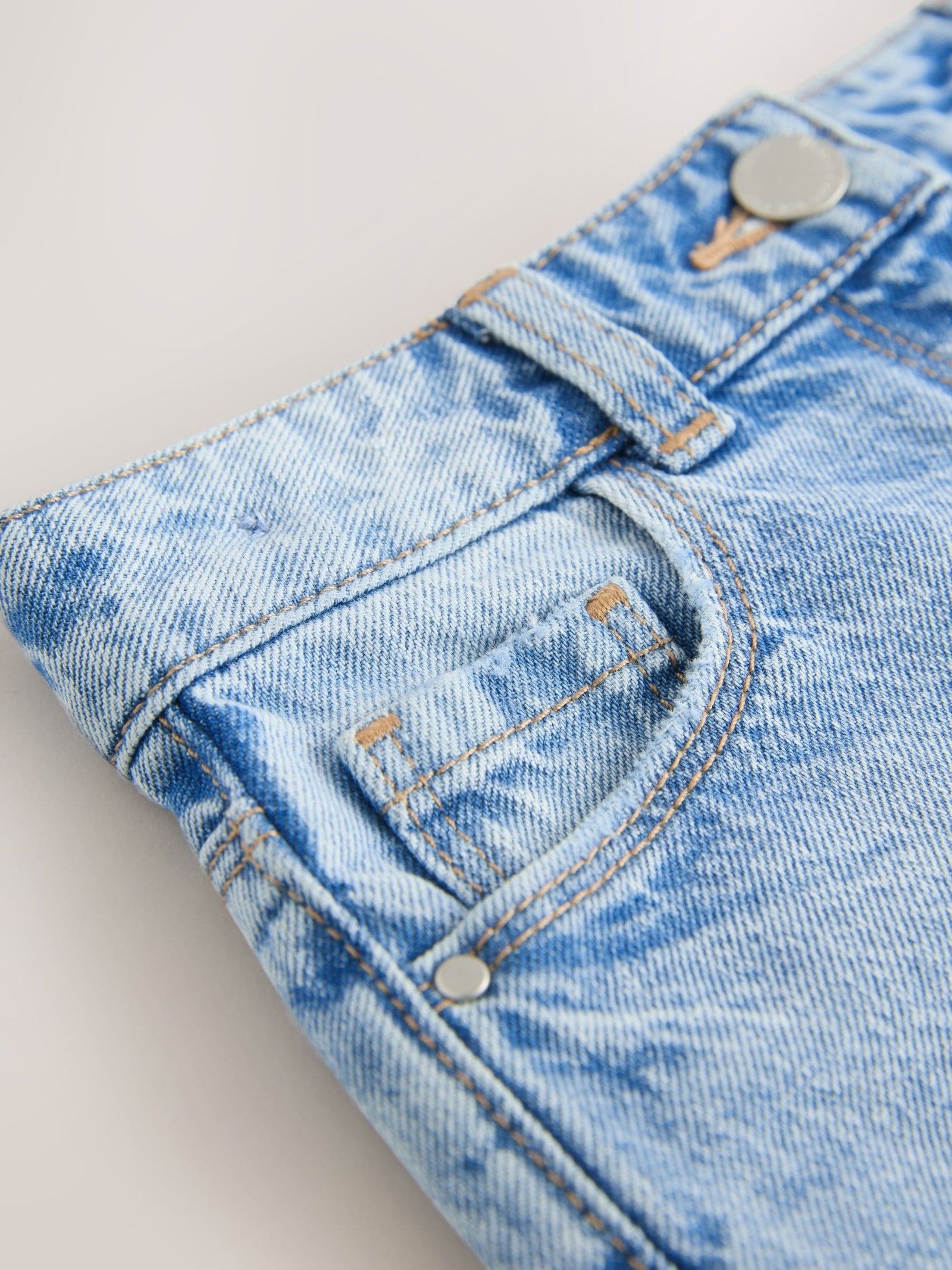Mid Blue Regular Length Frayed Edge Denim Shorts (3-16yrs)