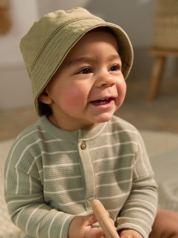 Green 100% Cotton Baby Bucket Hat (0mths-2yrs)