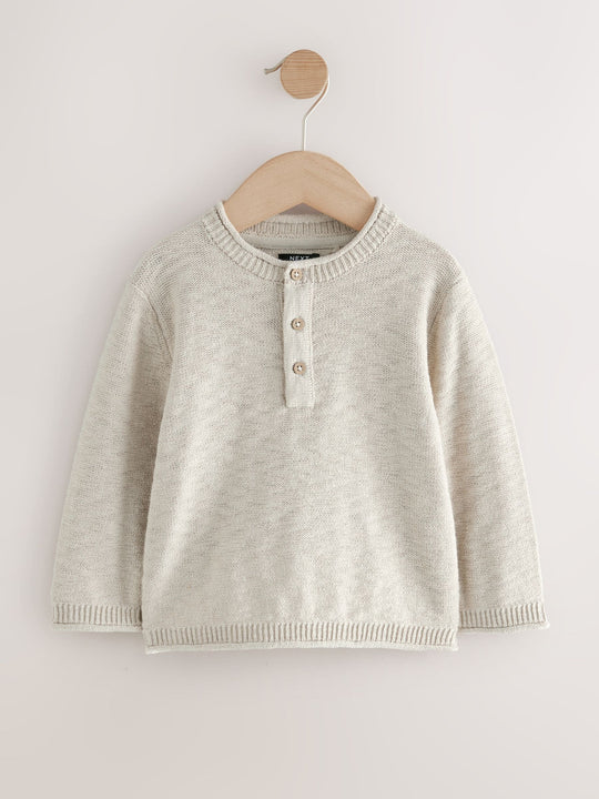 Neutral Knitted Henley Jumper (3mths-7yrs)