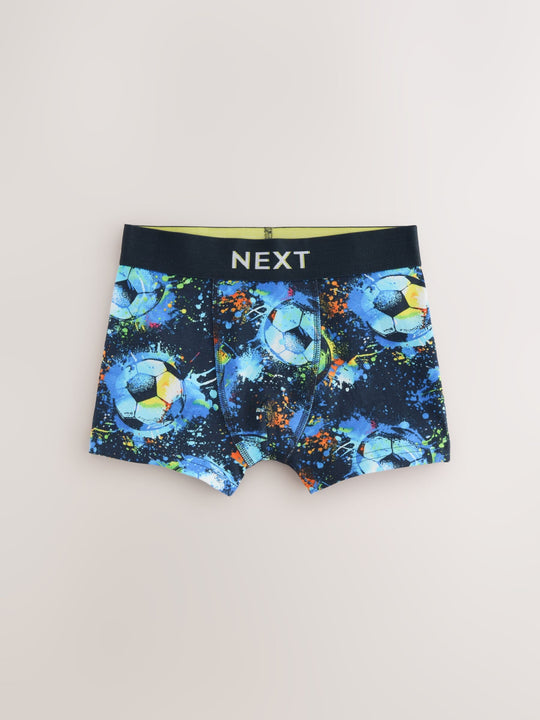 Blue Football Print Boxers 5 Pack (2-16yrs)